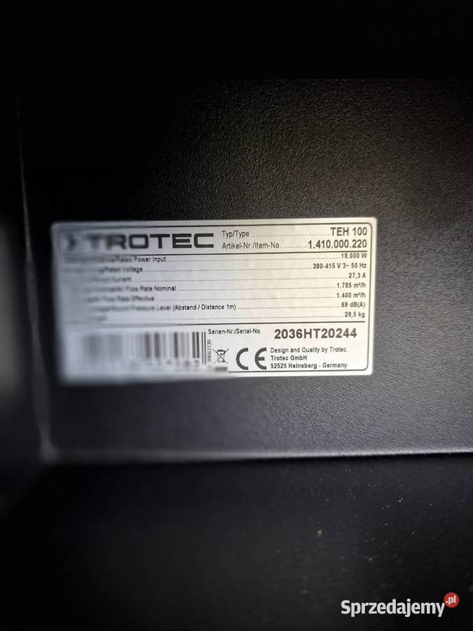 Nagrzewnica Trotec Nagrzewnica Elektryczna Tds Pozostałe Lasochów sprzedam