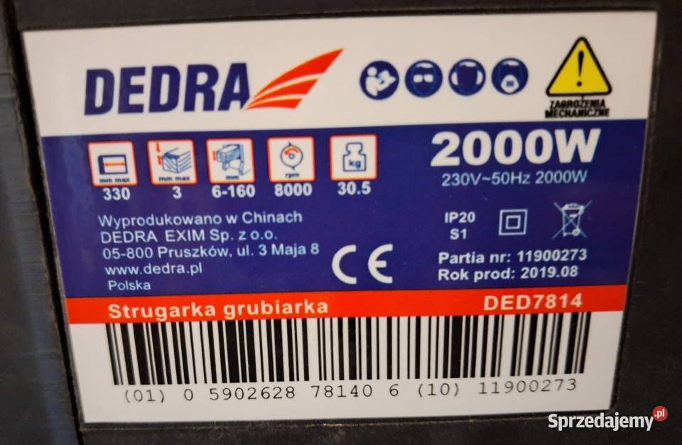 Używana heblarka strugarka grubościówka Dedra