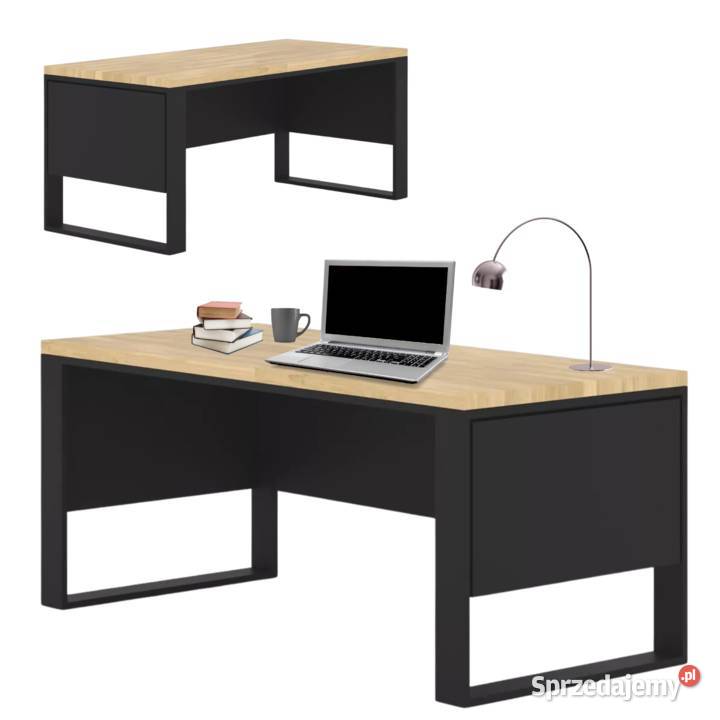 Biurko z Drewna Dębowego Stalowy Stelaż z Gdów