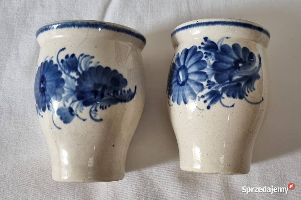 2 fajansowe wazoniki ala Włocławek PRL vintage mazowieckie