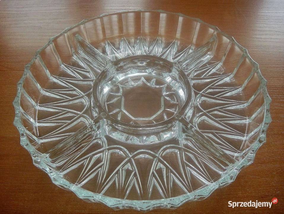 Półmisek szklany dzielony zdobiony Francja Kielce