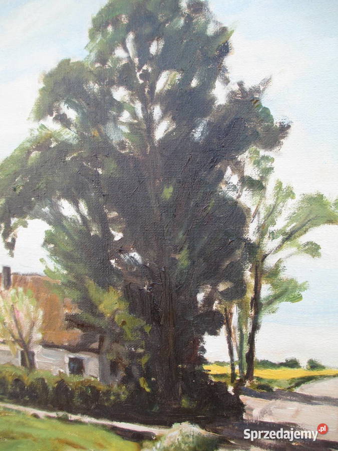 Obraz olejny Polna droga Szwecja lata 80