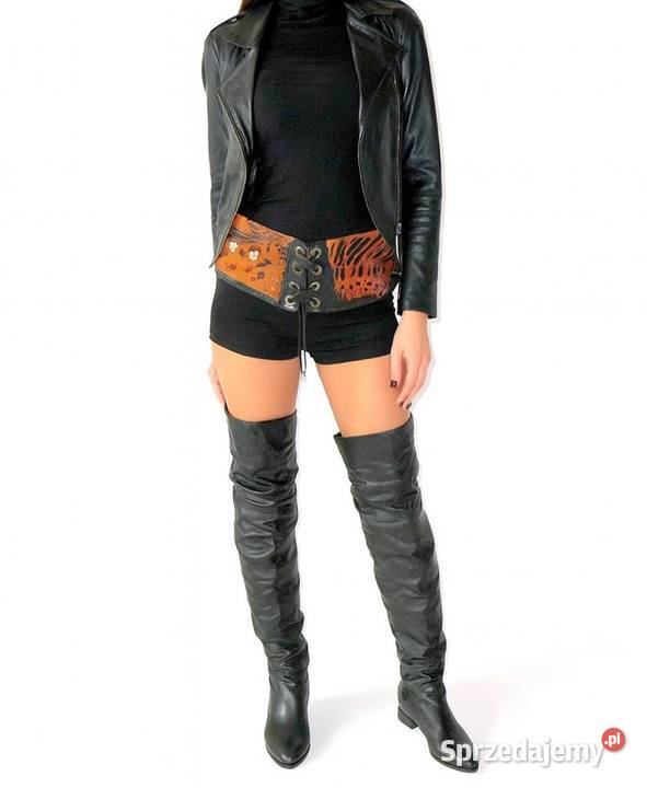 Luksusowe kozaki muszkieterki z naturalnej skóry 26cm Wrocław