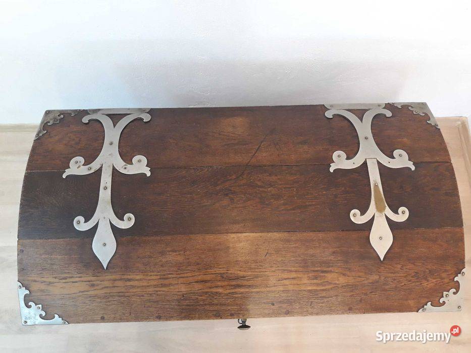 Zabytkowa skrzynia dębowa z okuciami kufer Olkusz sprzedam