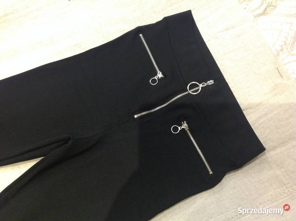 Czarne legginsy z zamkami r S j nowe Nowa Sól