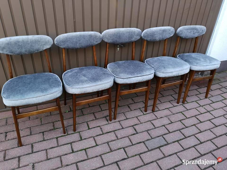 Krzesła PRL Hałas Stare Komplet 5 Sztuk Swarzędz