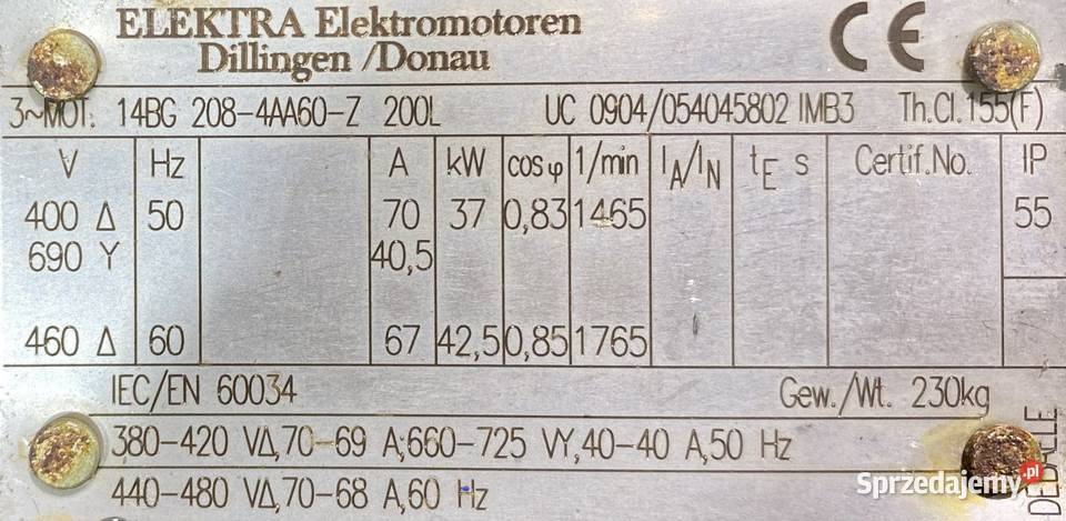 silnik elektryczny 37kW 1465obr 3fazowy