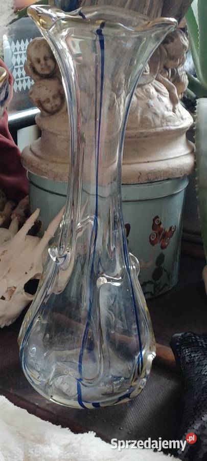 z wtopionymi kobaltowymi smugami nitkami wazon Poznań