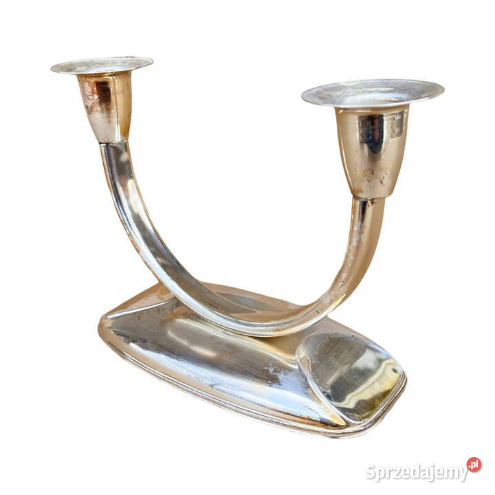 Dwuramienny świecznik platerowany posrebrzany mazowieckie