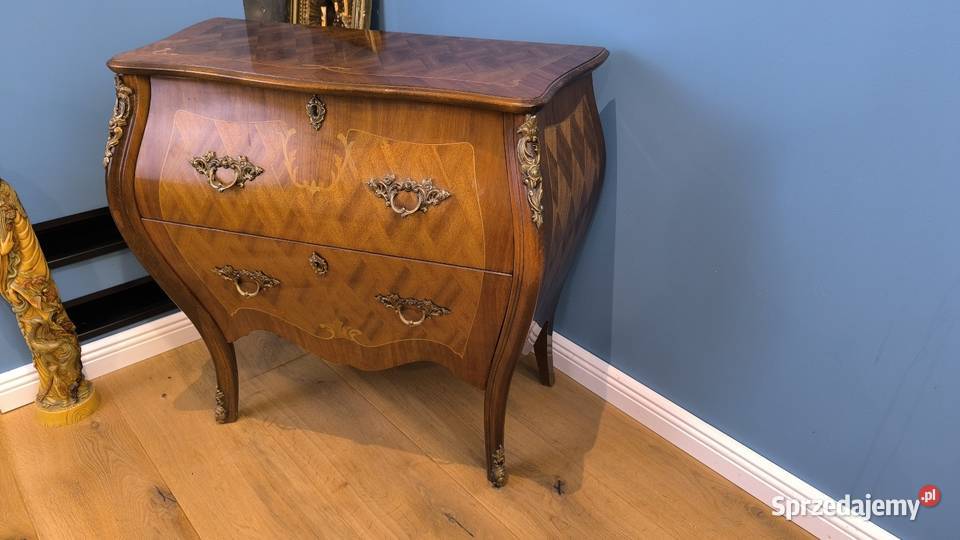 Piękna funkcjonalna intarsjowana komoda łódzkie