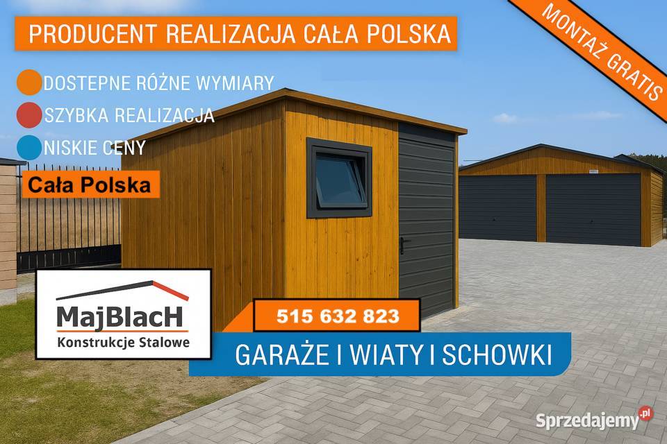 Jednospadowy Garaż Blaszany Altana na Samochód Mława