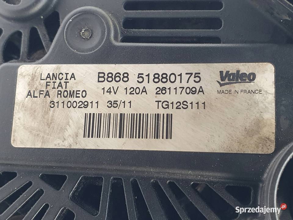 ALTERNATOR Citroen Nemo 13 HDi valeo 51880175 osobowe Układ elektryczny silnika Chełm