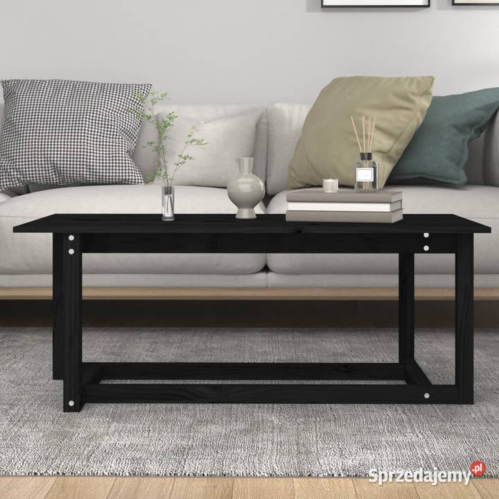 Stolik kawowy czarny 110x55x45 lite drewno Warszawa