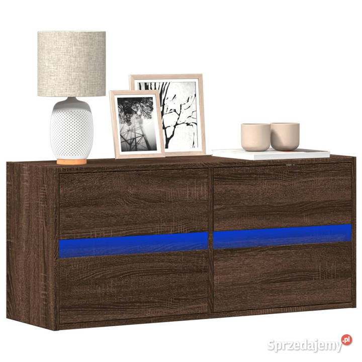 Ścienna szafka TV z LED brązowy dąb 100x31x45 Warszawa