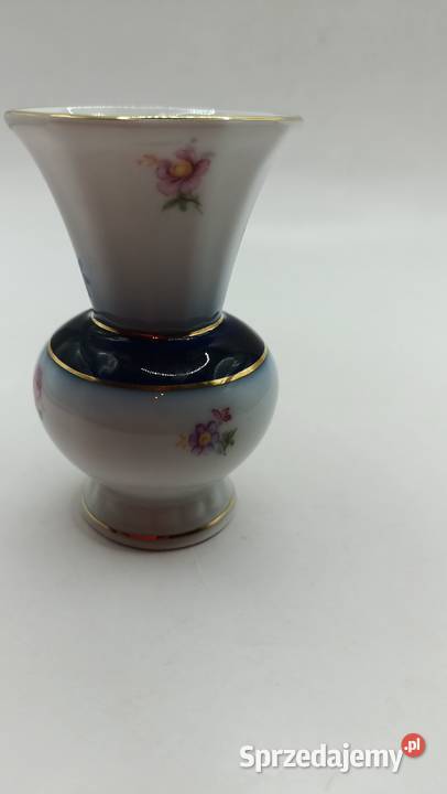 Wazon miniaturowy kobalt i złocenia Zamość