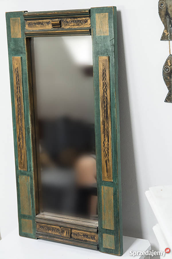 Lustro w ramie drewno odcienie zieleni Poznań