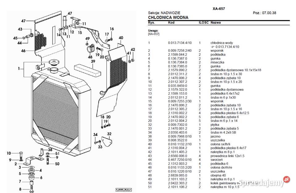 HURLIMANN XA 657 katalog części Polsku Gdańsk