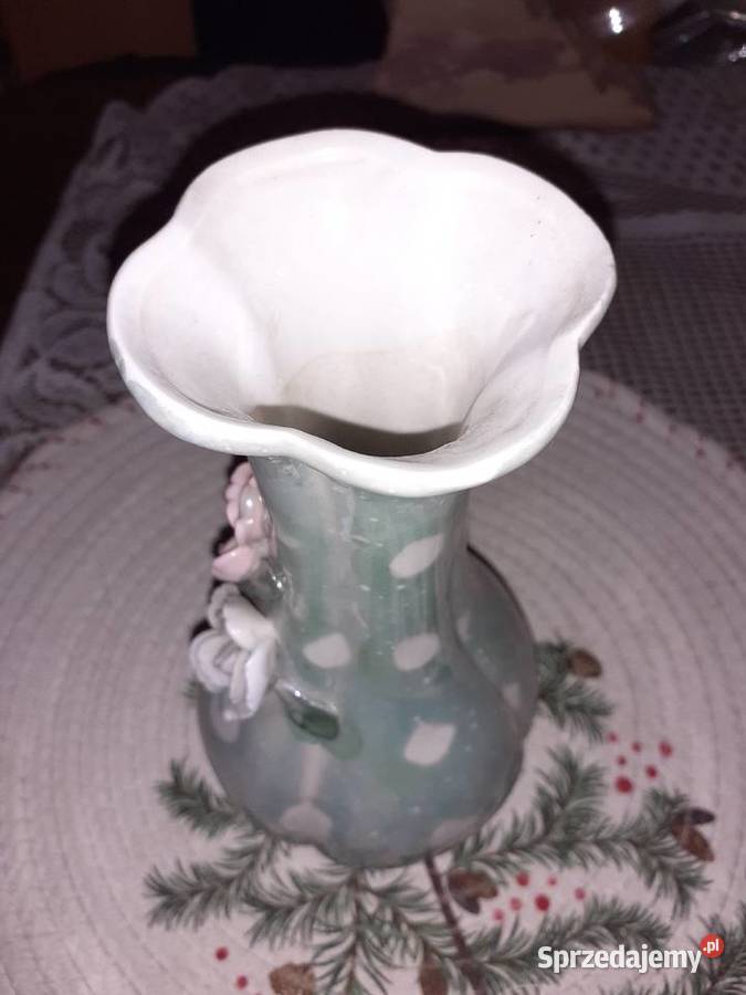 Ceramiczny wazon róże cieniowana malatura PRL Sosnowiec sprzedam