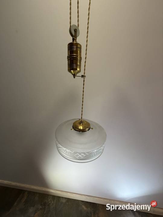 Orginalna stara lampa wisząca z przeciwwagą i Chudów