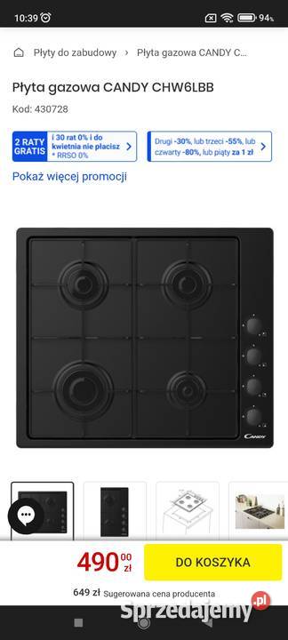 Plyta gazowa Mastercook używane Lubin