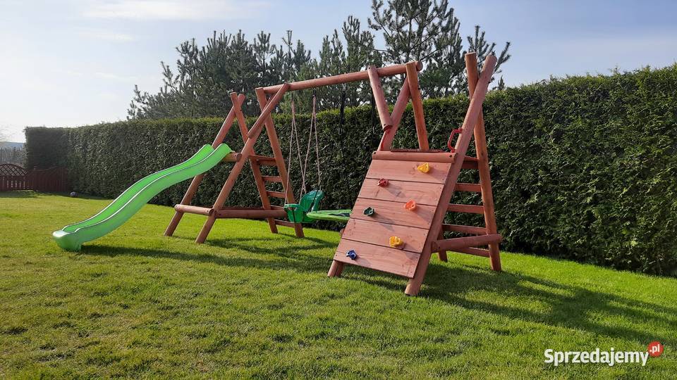 MAŁY Plac zabaw do Ogrodu Ścianka ze ślizgiem Drewno