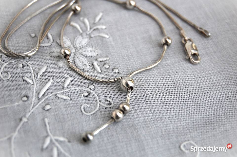 Delikatny srebrny naszyjnik kuleczki srebro pr Lublin