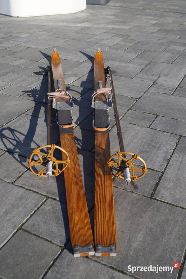 Stare narty jesionowe 180 kijki w komplecie