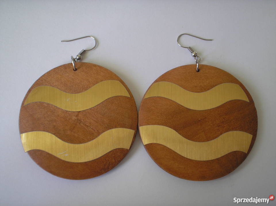 Piękne drewniane kolczyki o średnicy 55 małopolskie Kraków