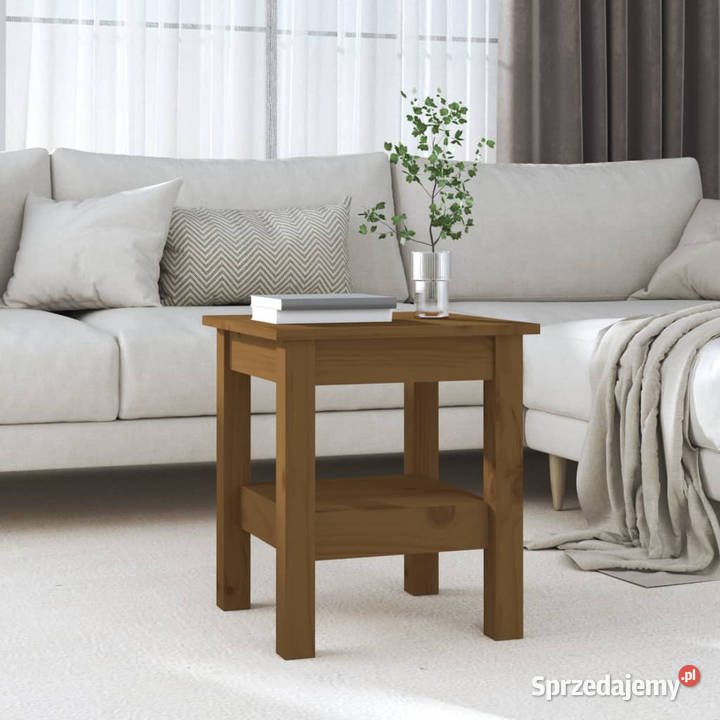 Stolik kawowy miodowy brąz 35x35x40 lite drewno