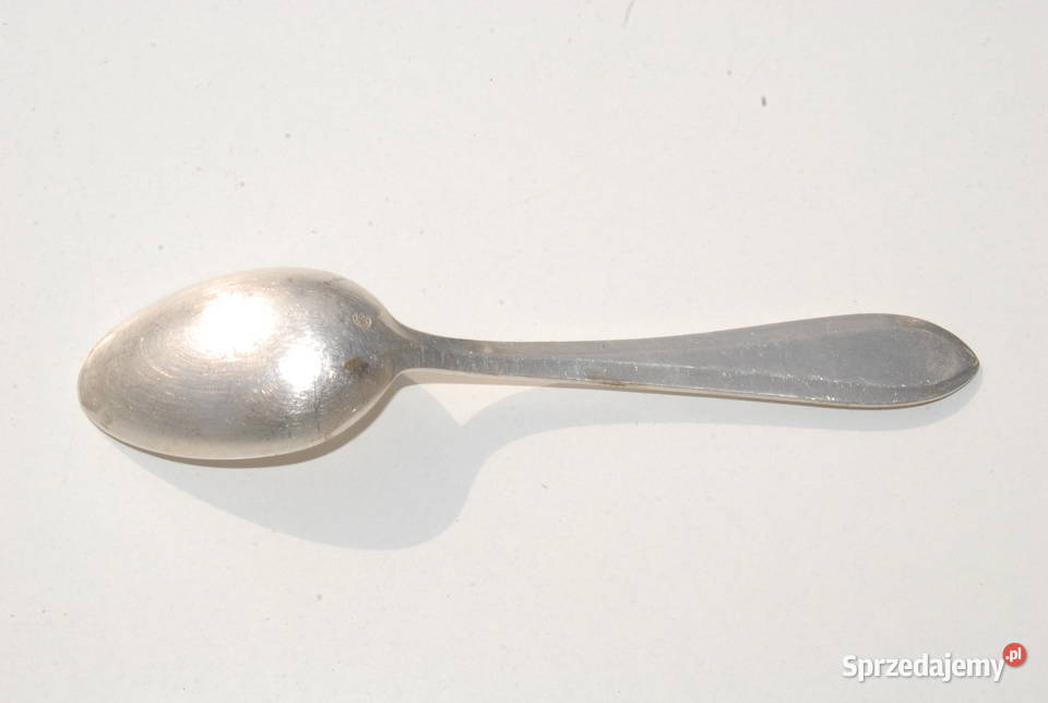Stara aluminiowa łyżeczka sygnowana antyk unikat