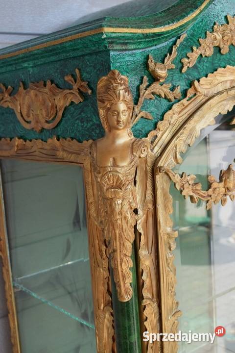 Witryna Okuta Brązem Medalion Porcelana Malachit