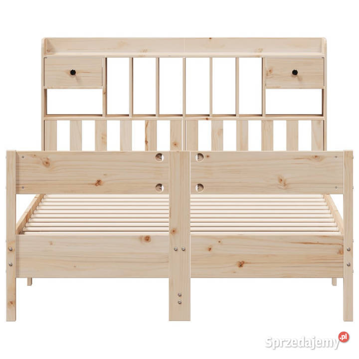 Łóżko z regałem bez materaca lite drewno sosnowe 228cm