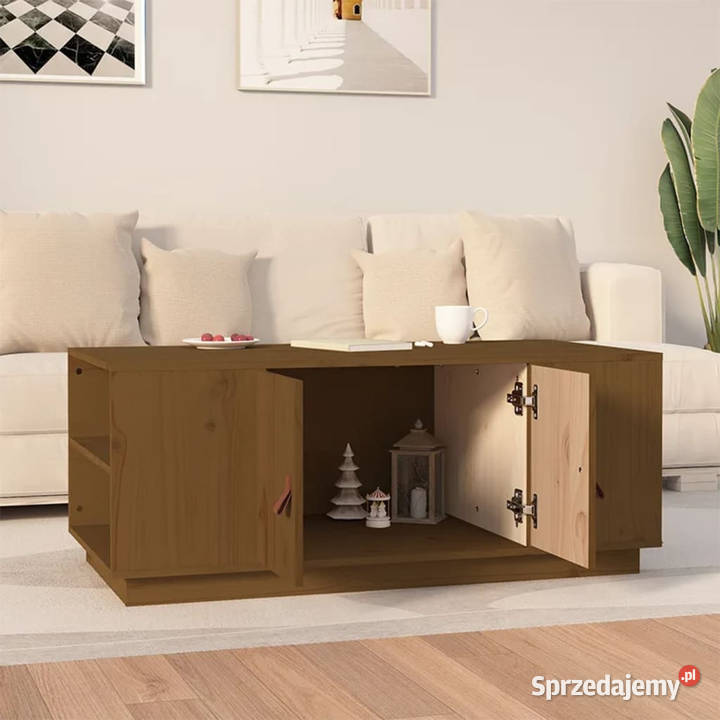 Stolik kawowy miodowy brąz 100x50x41 lite drewno Warszawa sprzedam