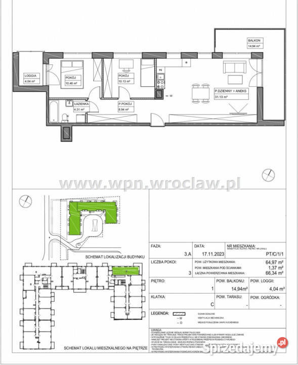 Mieszkanie 6634m2 3 pokoje Wrocław