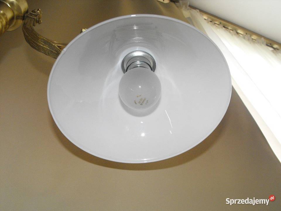 Dwuramienna mosiężna lampa gabinetowa z kloszami łódzkie