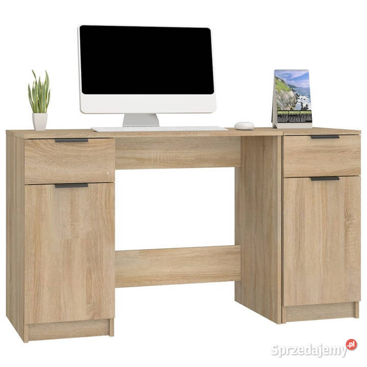 Biurko z szafką boczną dąb sonoma materiał Warszawa