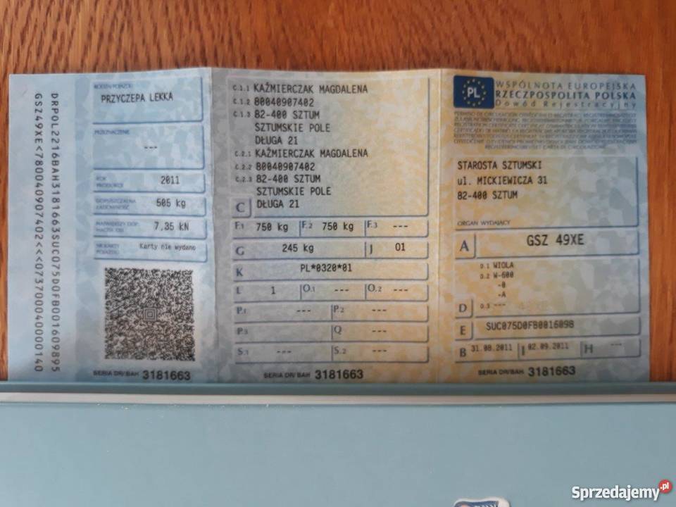 Przyczepa Wiola DMC 750 pomorskie Uśnice