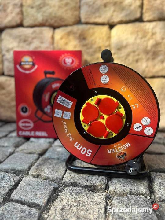 Przedłużacz 50m metalowy bęben 2p Toruń