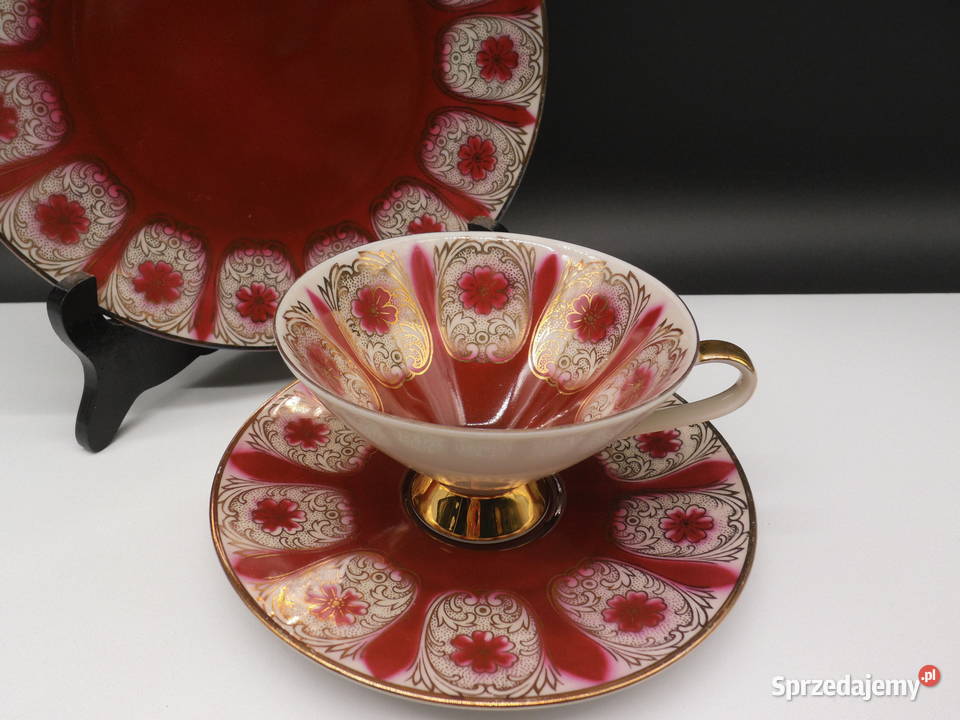 Eleganckie Trio Śniadaniowe Bawarska Porcelana Raszków
