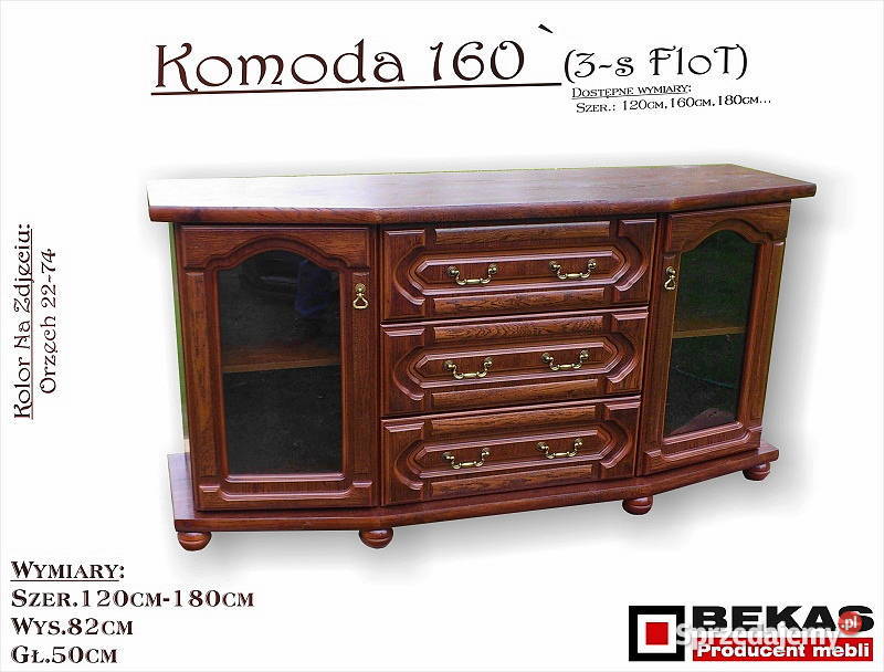 Stylowa Komoda 160 180 Śliczna Dąb Orzech Ciemny dolnośląskie Wrocław