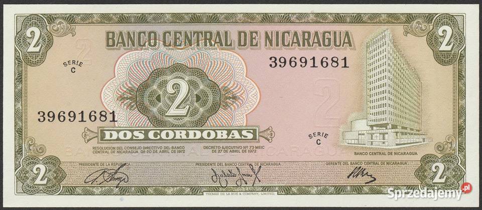 NIKARAGUA 2 CORDOBAS 1972 STAN BANKOWY UNC Łódź