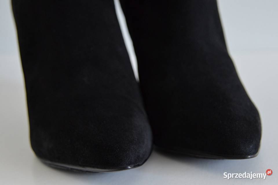 Zamszowe kozaki Minelli Vannia lekkie szpilki na skóra podlaskie Białystok