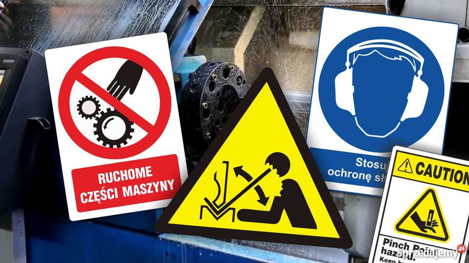 Naklejki na maszyny ostrzegawcze piktogramy wielkopolskie Pleszew