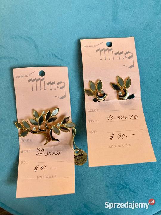 Nowy baśniowy komplet broszka drzewo klipsy Nisko