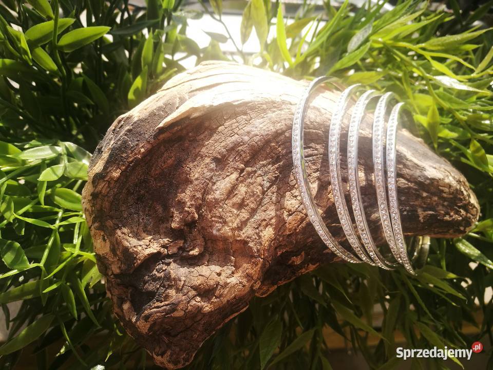 Bransoletka koło sztywna stal cyrkonie kryształy Warszawa