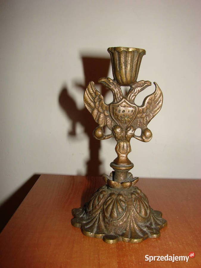 mosiężny świecznik z dwugłowym orłem pomorskie