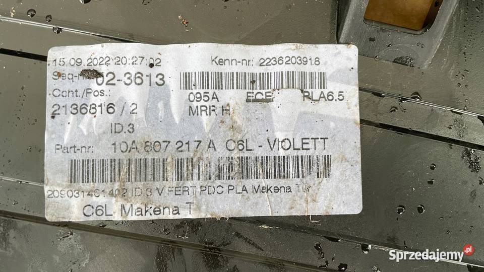 VW ID3 WZMOCNIENIE ZDERZAKA PRZEDNIEGO ID3 lubuskie Gorzów Wielkopolski