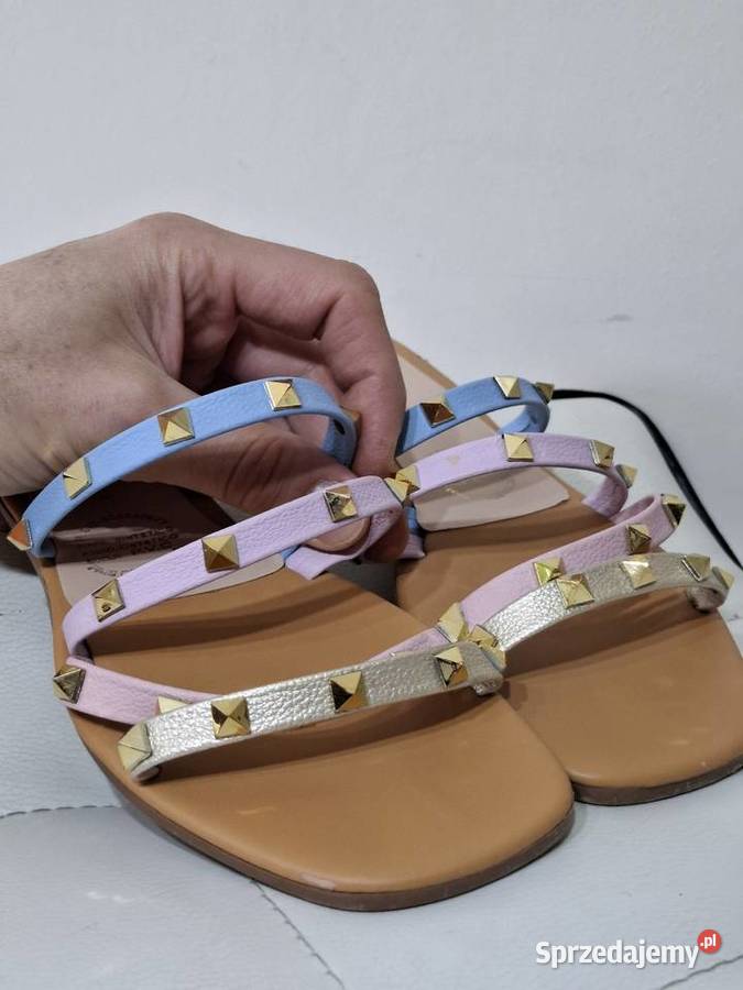 Pastelowe klapki 37 ćwieki lato wiosna 24.5cm Kraków