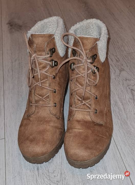 Botki damskie koturny camel kożuszek 36 inna Łódź