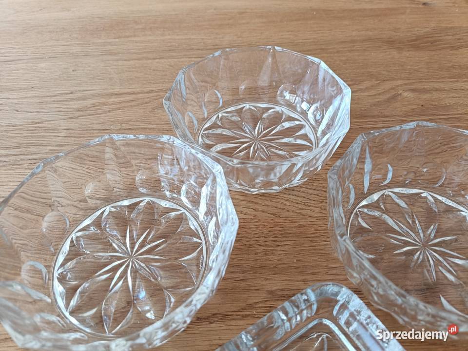 Piękne szkło PRL półmisek i salaterki Warszawa